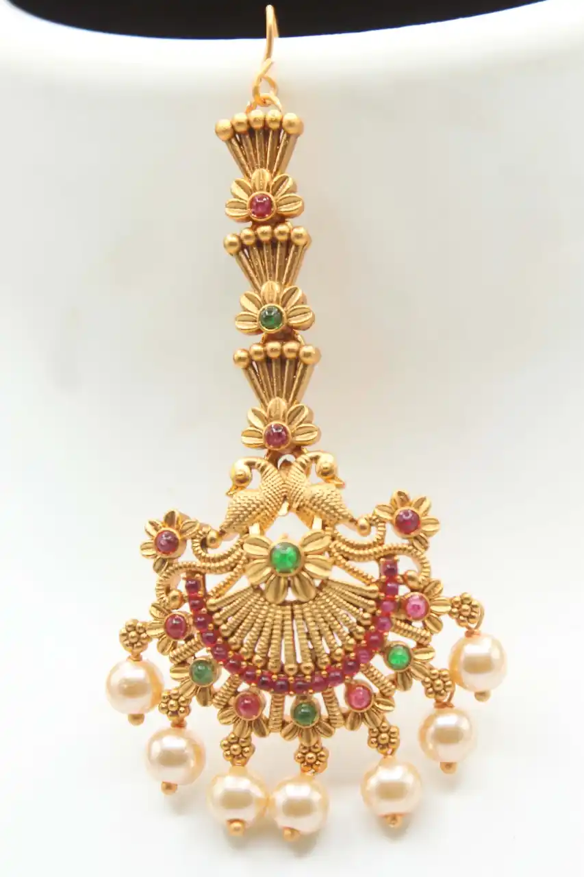 Exclusive Floral Red Party Wear mang tika For Women Alloy mang tika.png