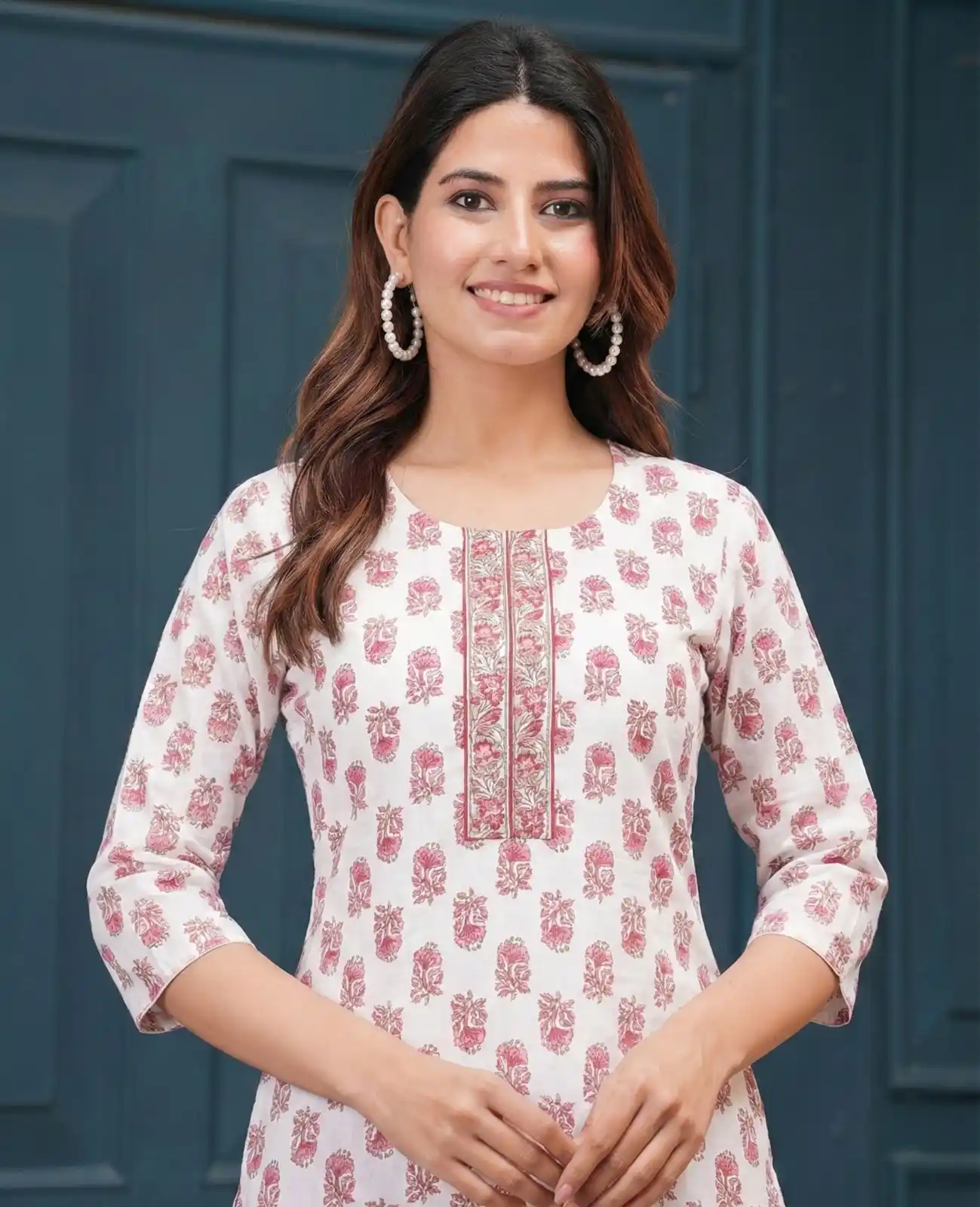 JaipurKurties Women's Rayon Printed Straight Kurti | Floral Print | 3/4 Sleeves | Casual & Office Wear.png