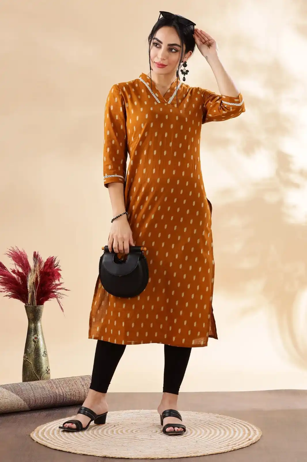 JaipurKurties Women's Rayon Printed Straight Kurti | Stylish V-Neck Design | 3/4 Sleeves | Casual & Office Wear.png