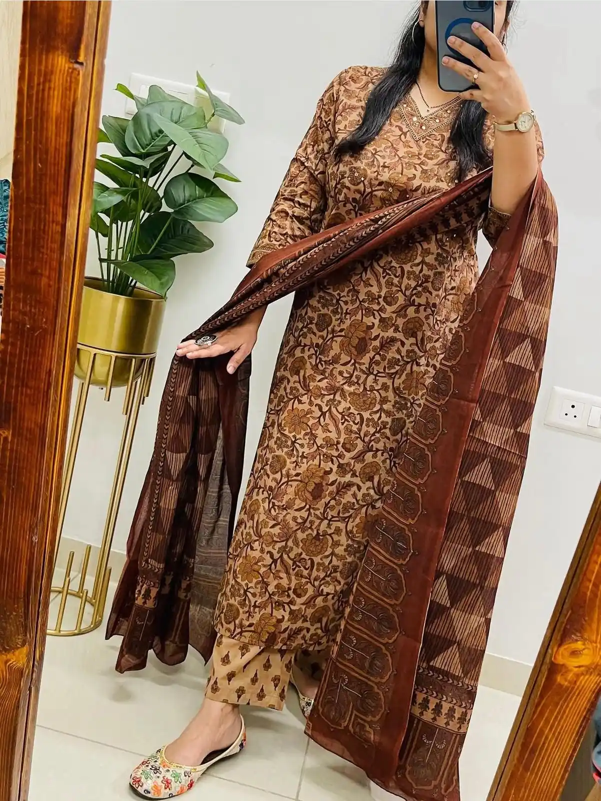 JaipurKurties Women's Beige Floral Printed Pure Cotton Kurta Pant Dupatta Set with Handwork.png