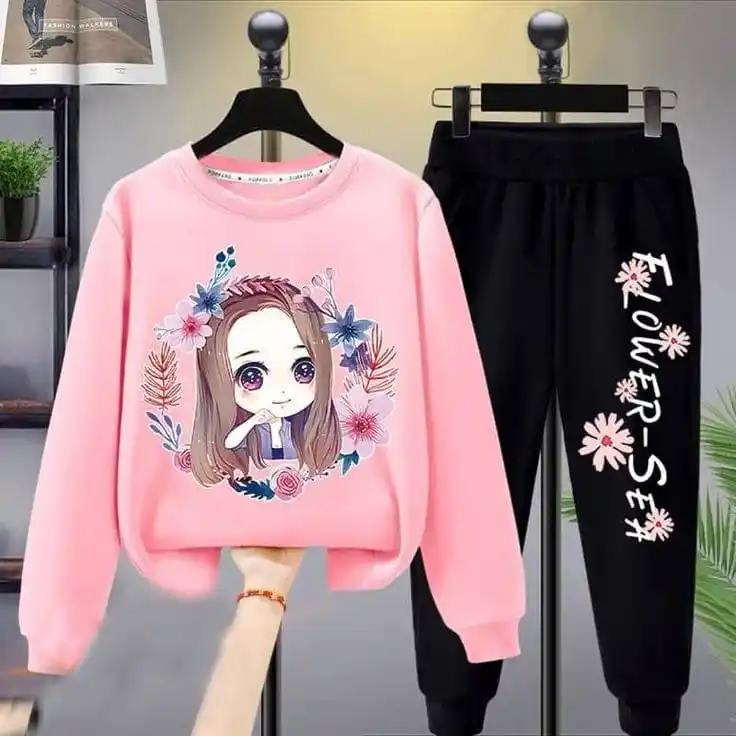 Flower Ring Pink  Pink Trendy Top and Bottom Set For Girls.png