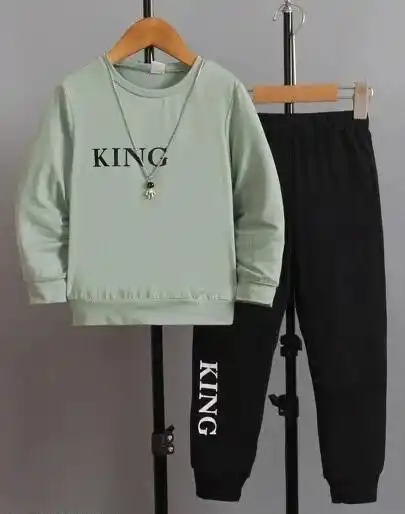 King Printed Pista Color Trendy Top and Bottom Set For Boys.png
