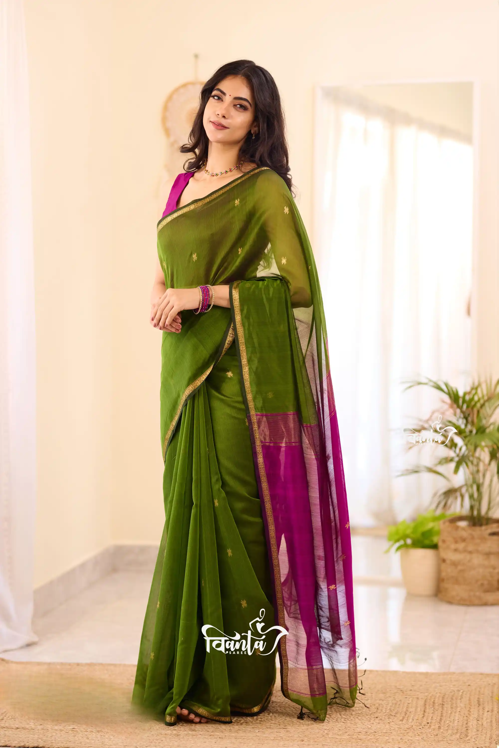 Maheshwari Silk Cotton - Bottle Green.png