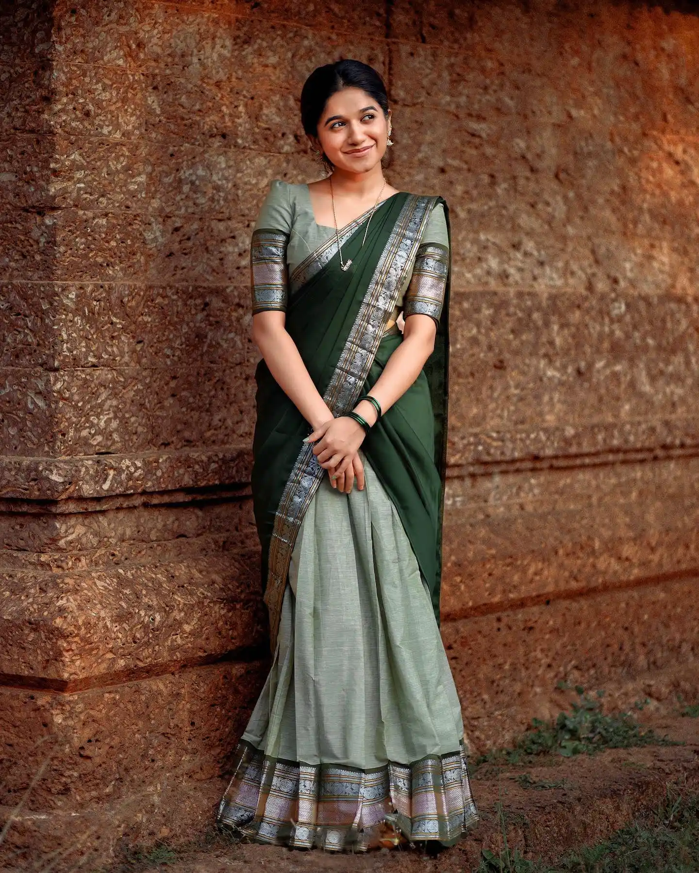 Kanjivaram Silk Zari Half Saree Lehenga With Blouse Along With Banarsi Silk Dupatta.png