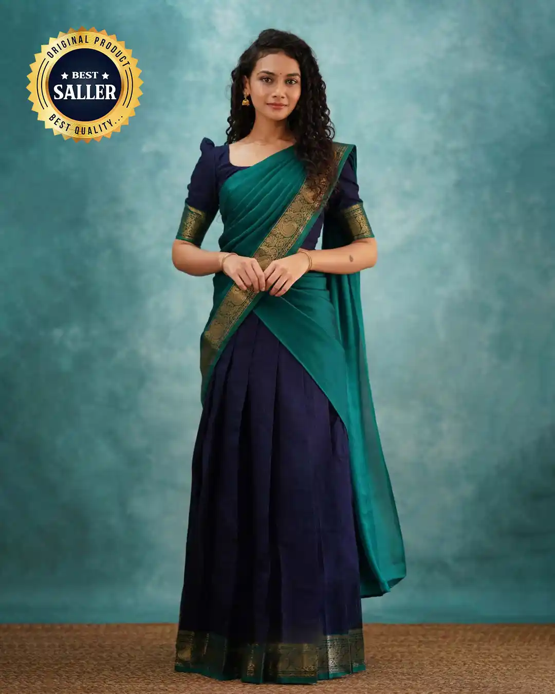 Kanjivaram Silk Zari Half Saree Lehenga With Blouse Along With Banarsi Silk Dupatta.png