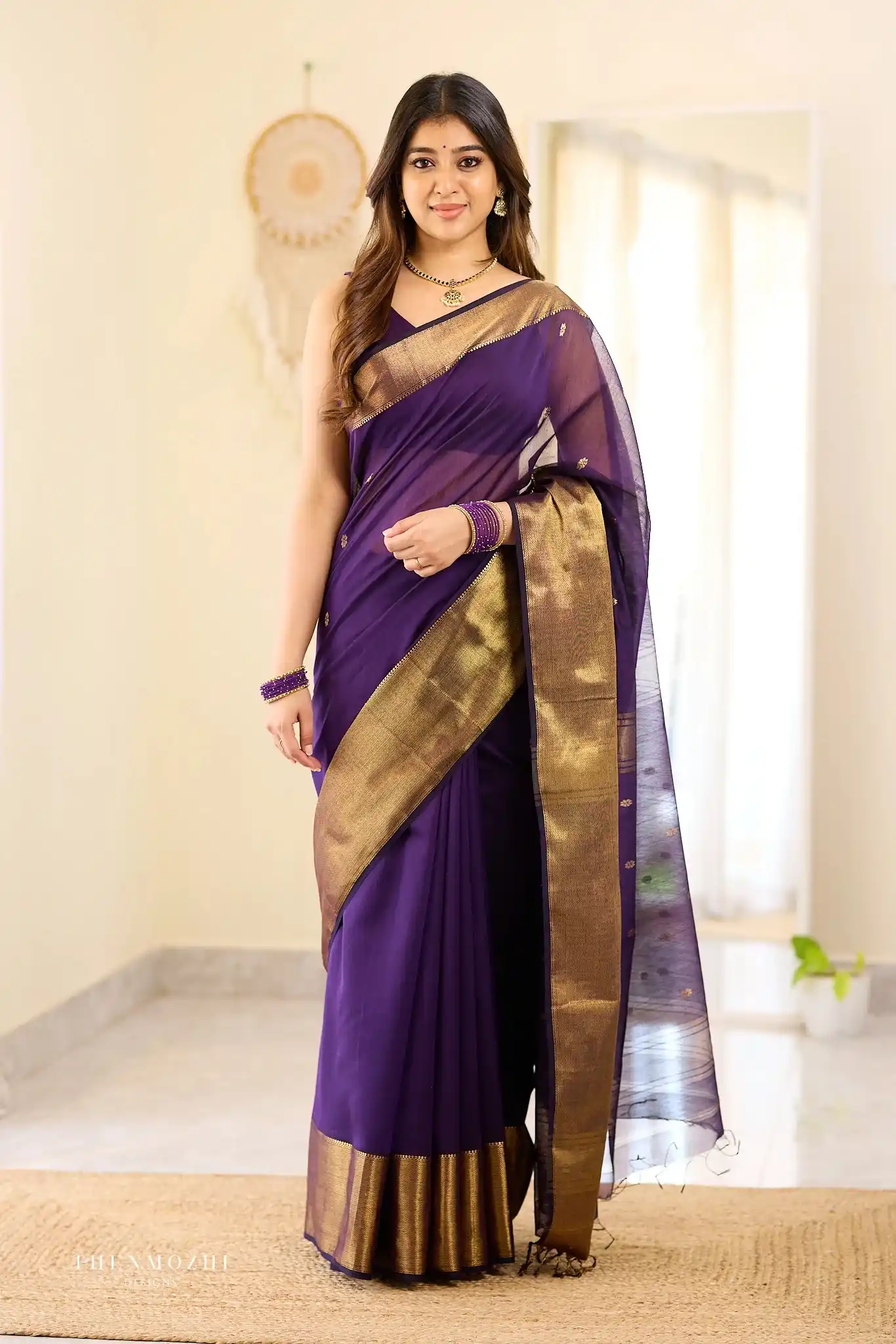 Royal Purple Big Border Maheshwari Silk Cotton Saree.png