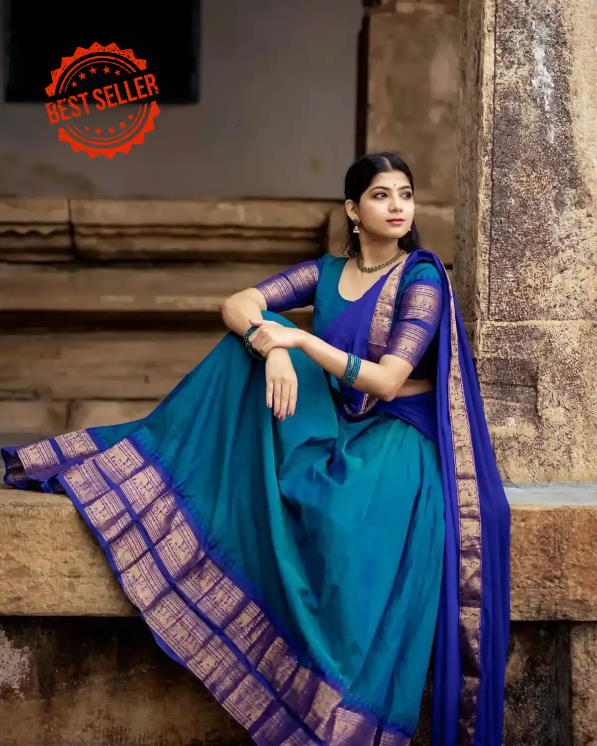 Kanjivaram Silk Zari Half Saree Lehenga With Blouse Along With Banarsi Silk Dupatta.png