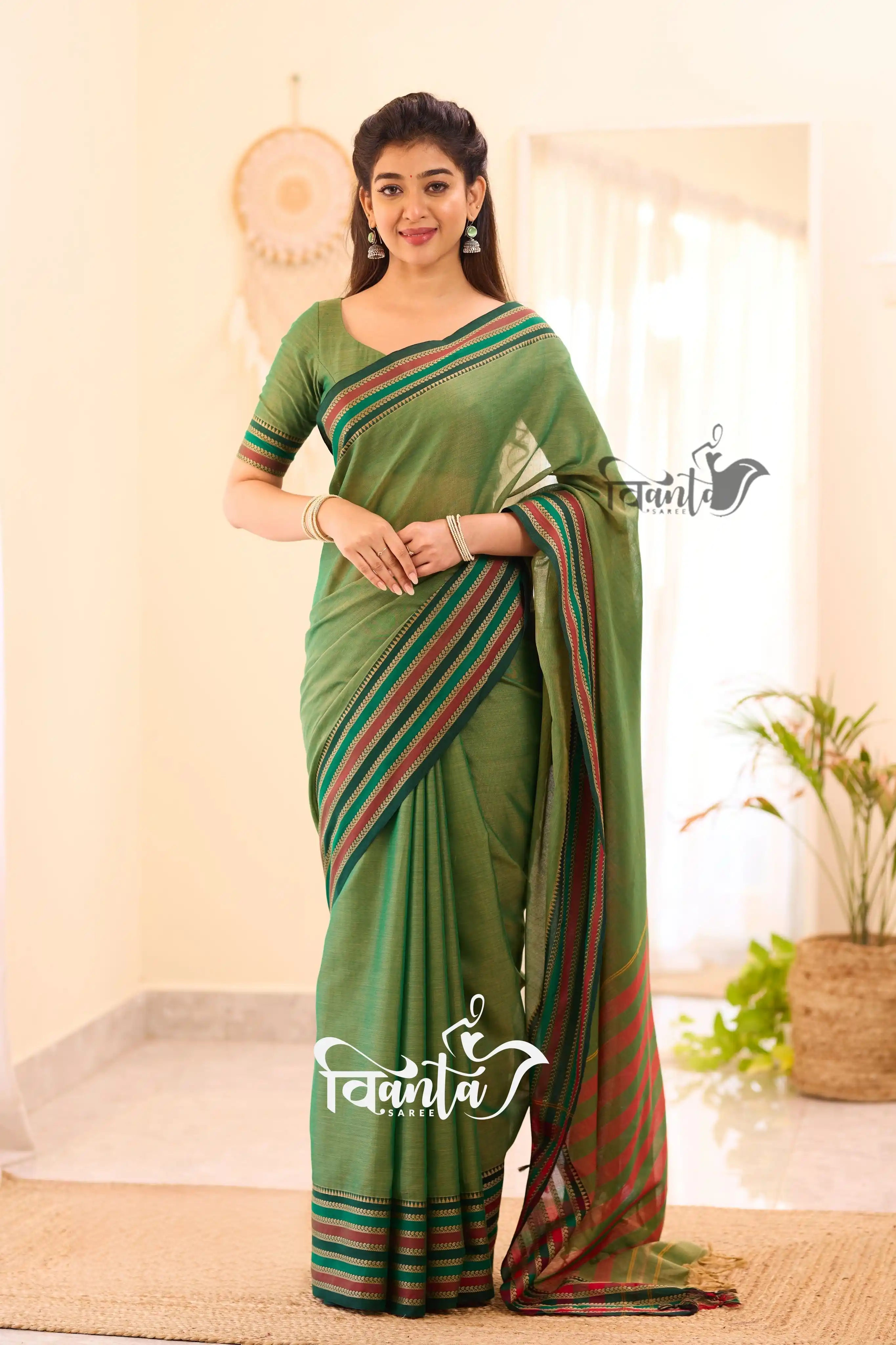 Maheswari Silk Cotton Saree - Green.png