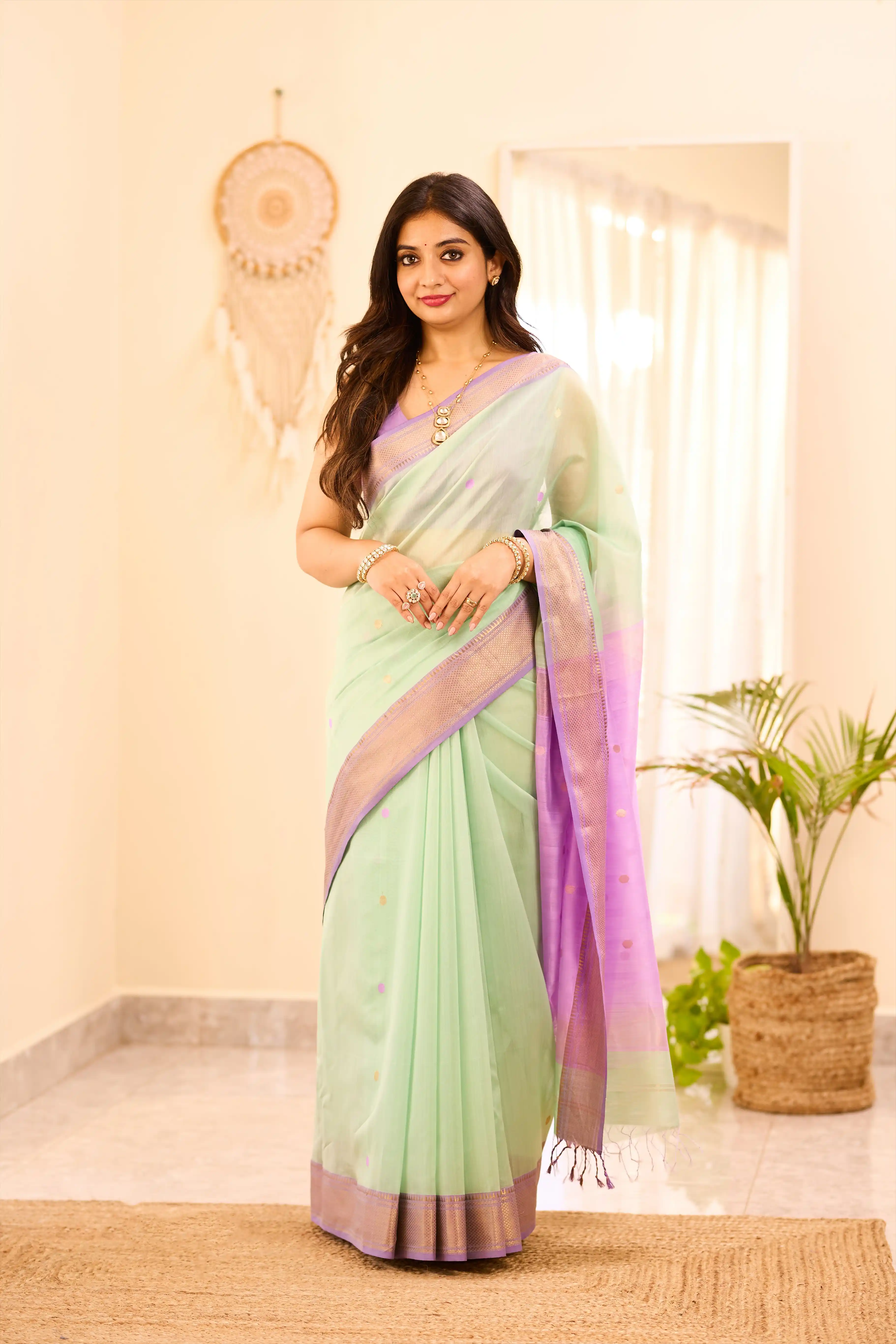 Pastel Green Maheshwari Silk Cotton Saree.png