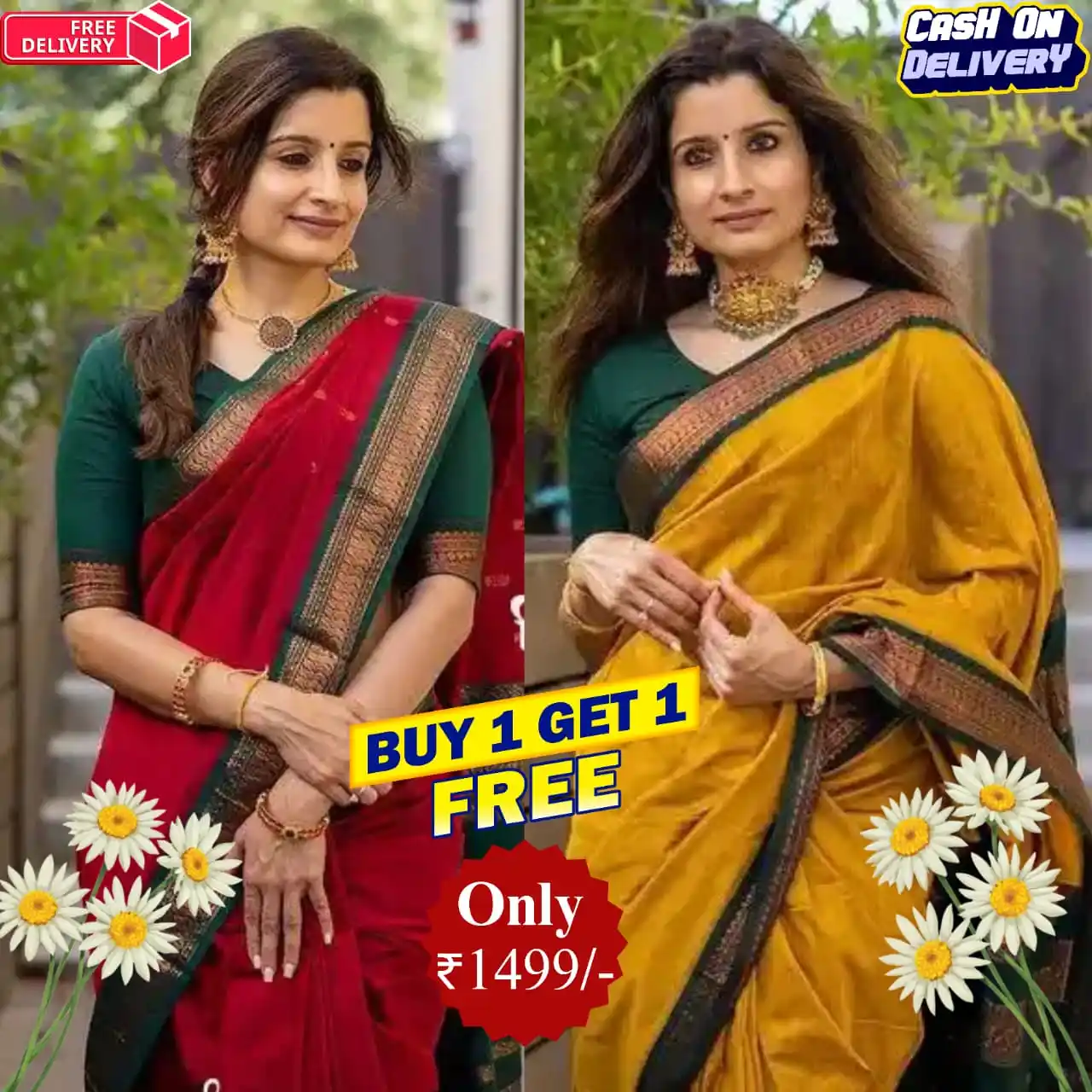 Pack of 2 | Red & Gold Banarasi Silk Saree.png