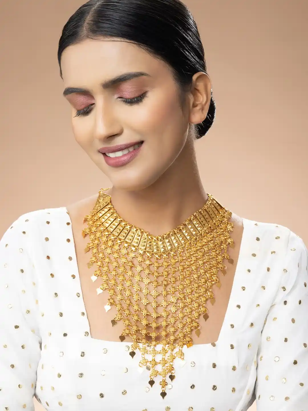 Micro Gold Plated Traditional Wear Classic Long Layered Necklace.png