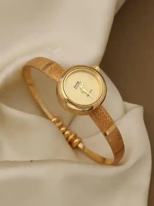 Gold Plated White Dial Adjustable Bracelet Watch for Women.png