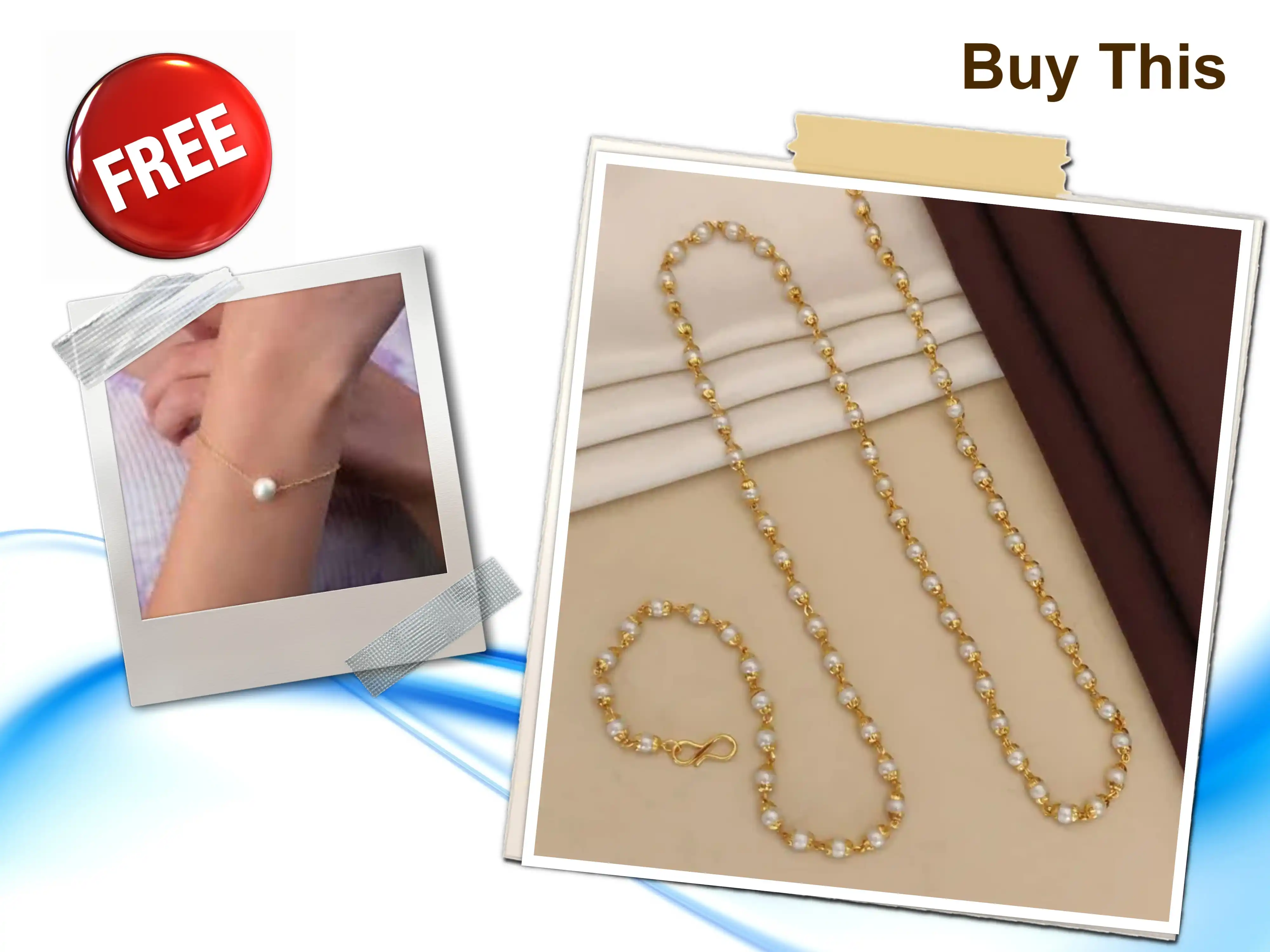 new designer high gold plated pearl drop fancy mala with 1 free bracelet.png