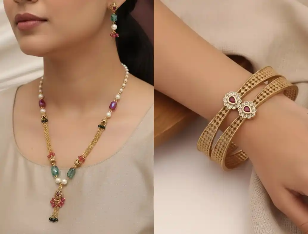 micro gold plated ad diamond studed pearl ala with desighner ruby stone bangle.png