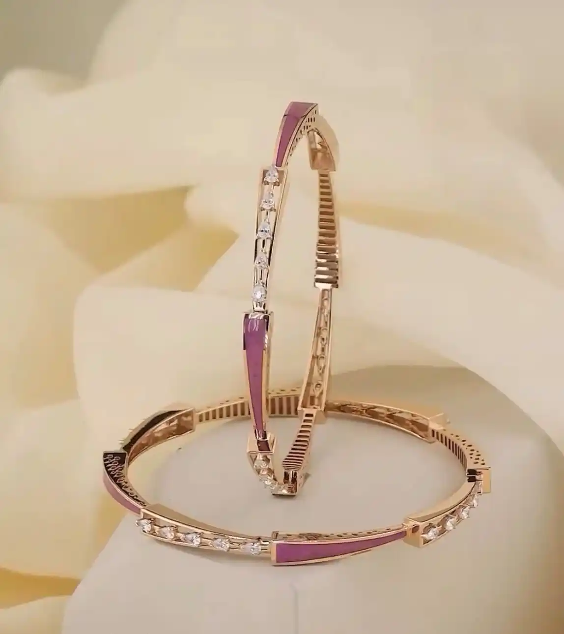 Rose Gold Plated AD Diamond Meenakari Fancy 2 Pcs Bangles for Women.png