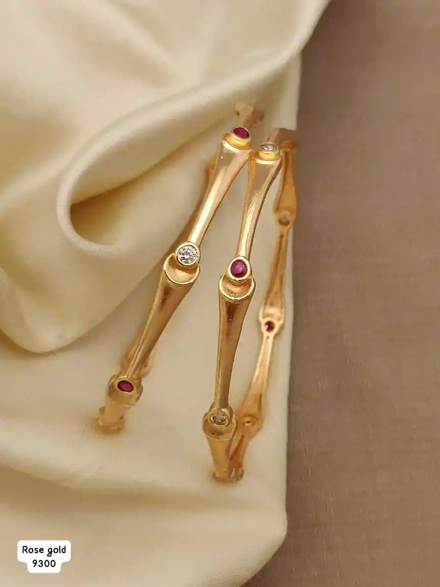 Micro Gold Plated AD Diamond & Stone Studded Fancy 2 Pcs Bangles.png