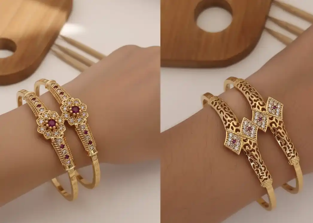 Designer premium quality gold plated ad diamond studed fancy adjustable kadli combo.png