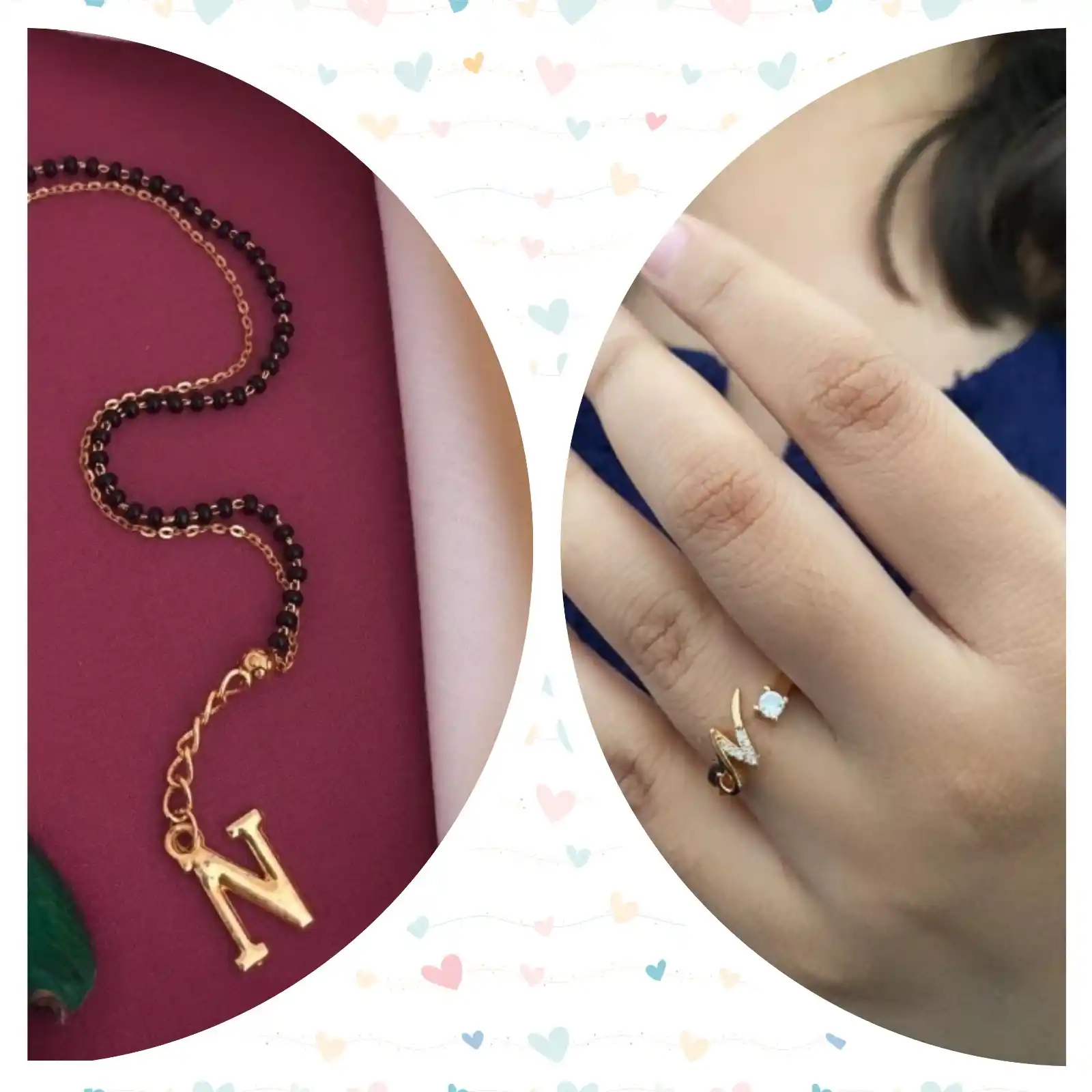 Gold Plated AD Diamond N Ring & N Mangalsutra Bracelet Combo.png