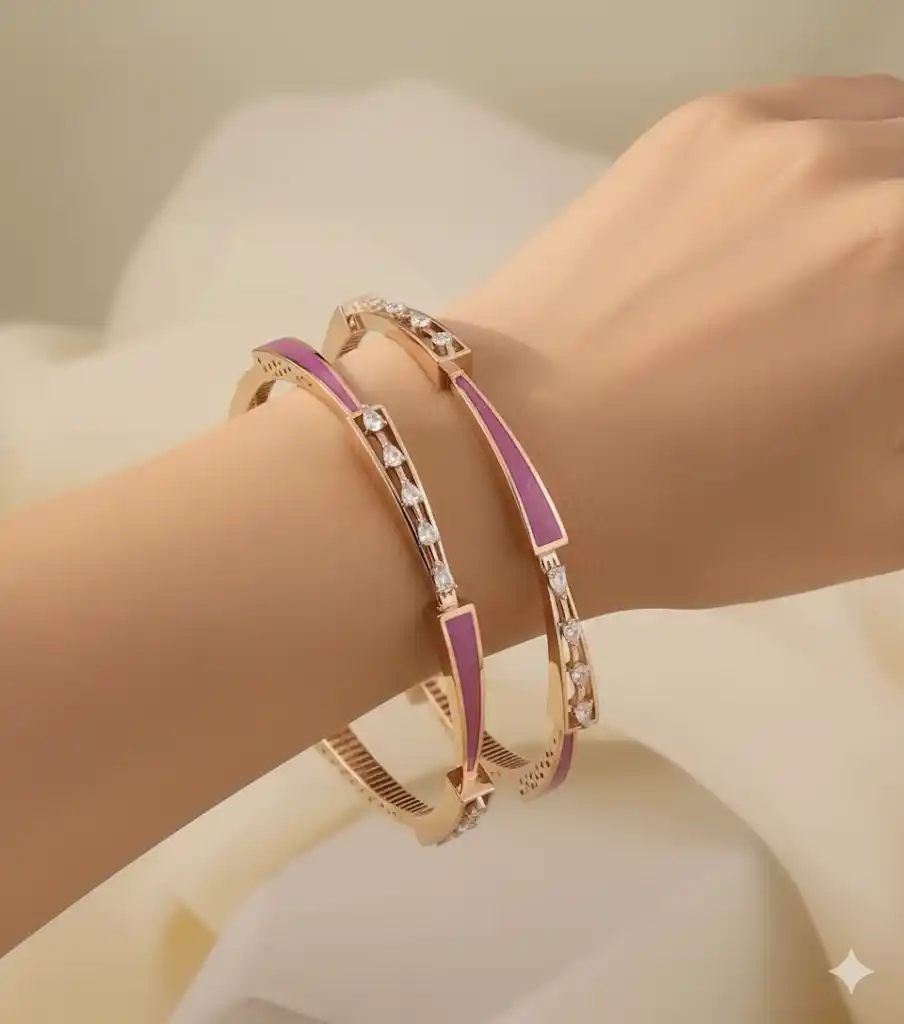 Rose Gold Plated AD Diamond Meenakari 2 Pcs Bangles for Women.png