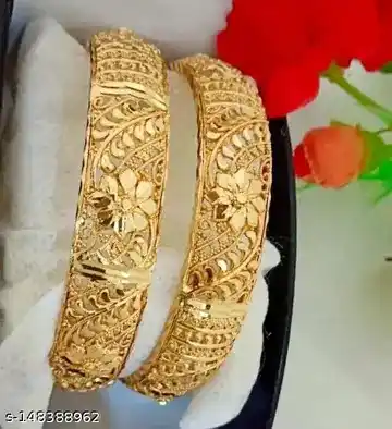 Gold Plated Flower Design 2 Pcs Bangle Set.png