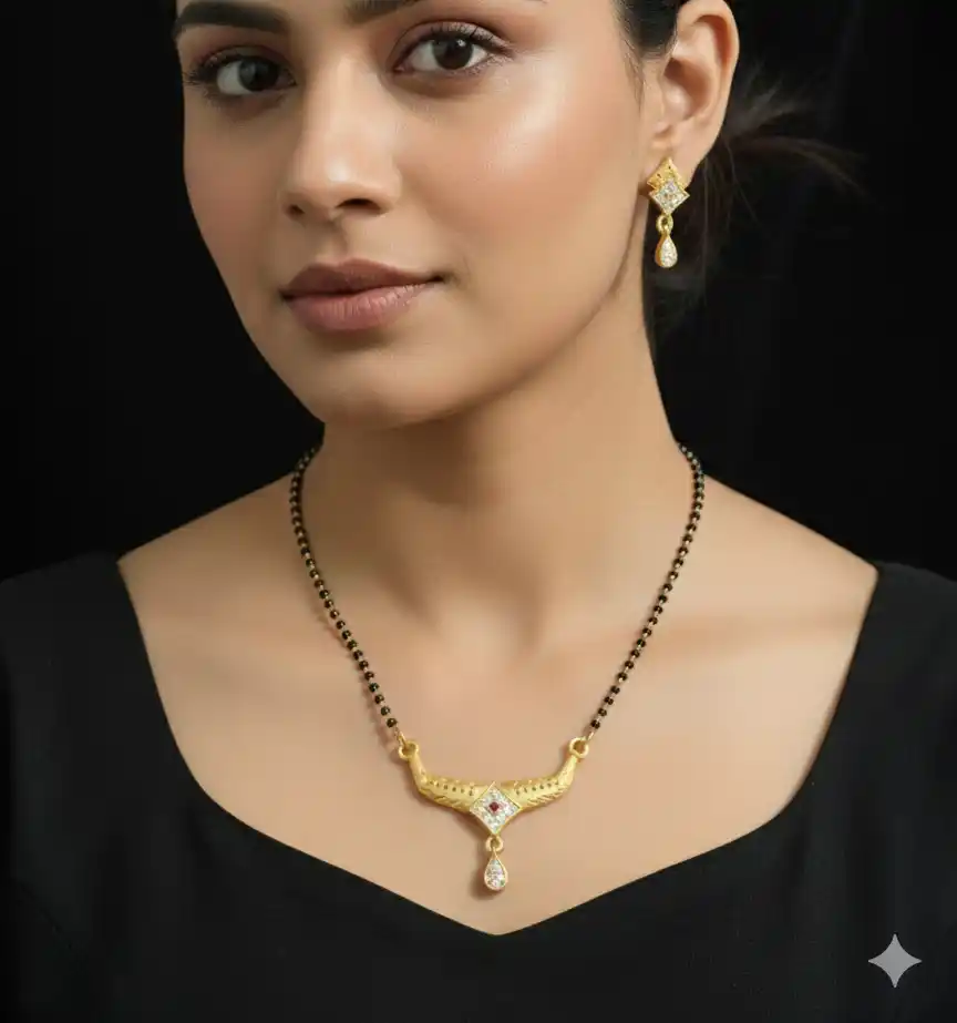 micro  gold plated ad diamond studed fancy square mangalsutra with earring.png