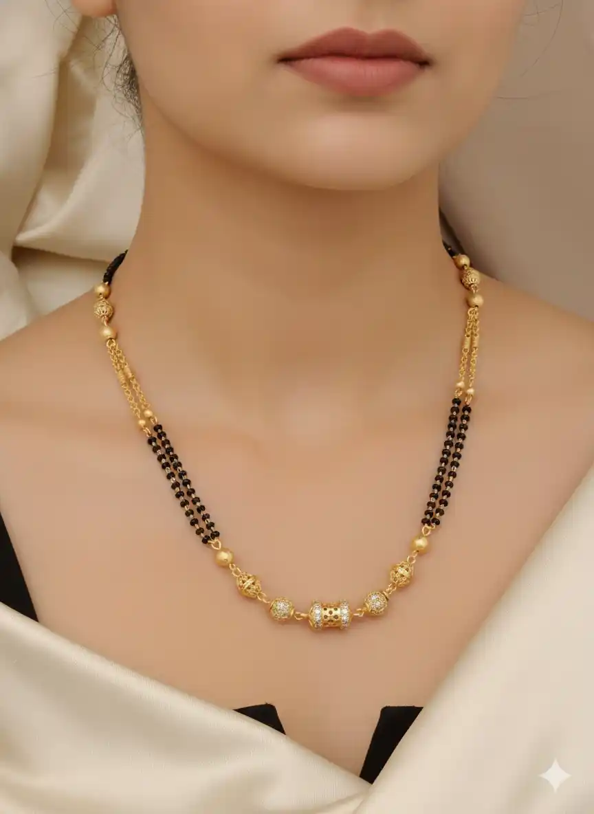 Micro Gold Plated Daily Wear And Diamond Mangalsutra For Women.png