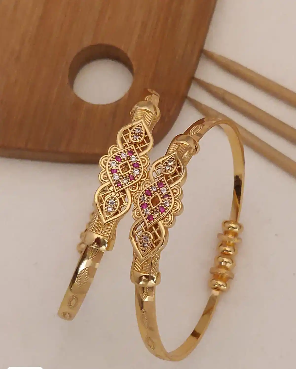 designer high gold plated ad diamond ruby stone studded fancy adjustble kadli bangle for women.png