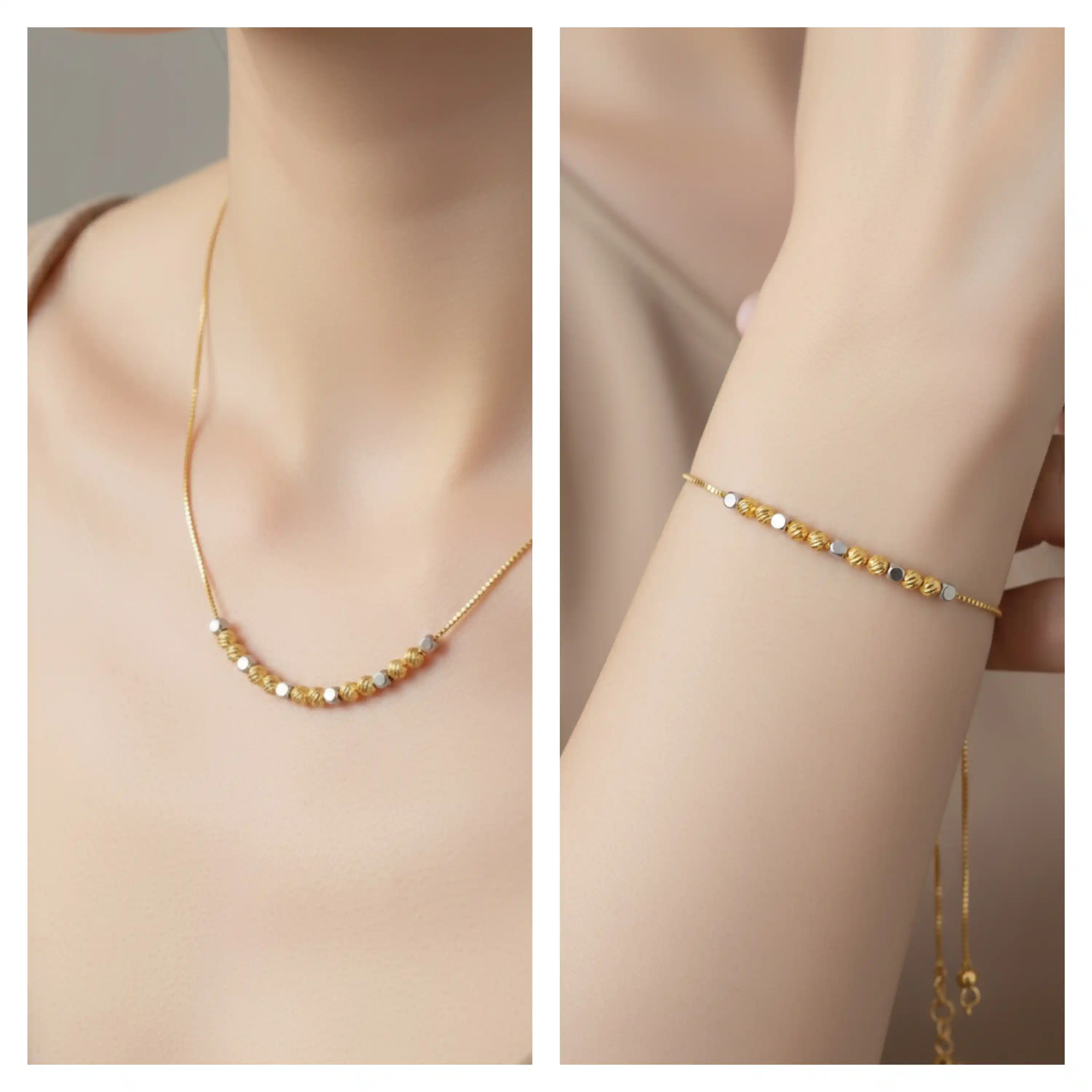 Micro Gold Plated Daily Wear Square Chain And Bracelet.png