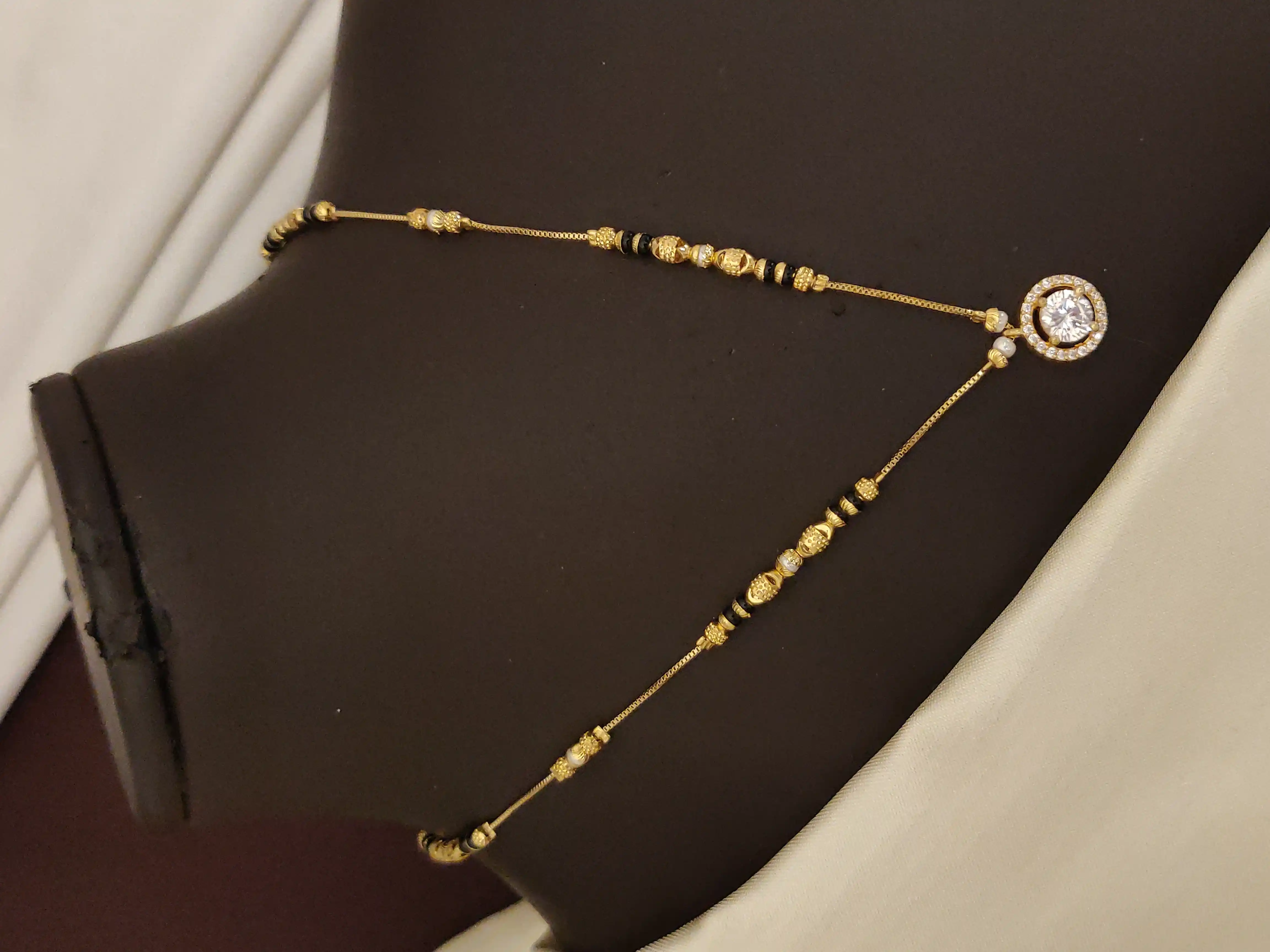 Gold Plated AD Diamond Studded Pendant Mangalsutra for Women.png
