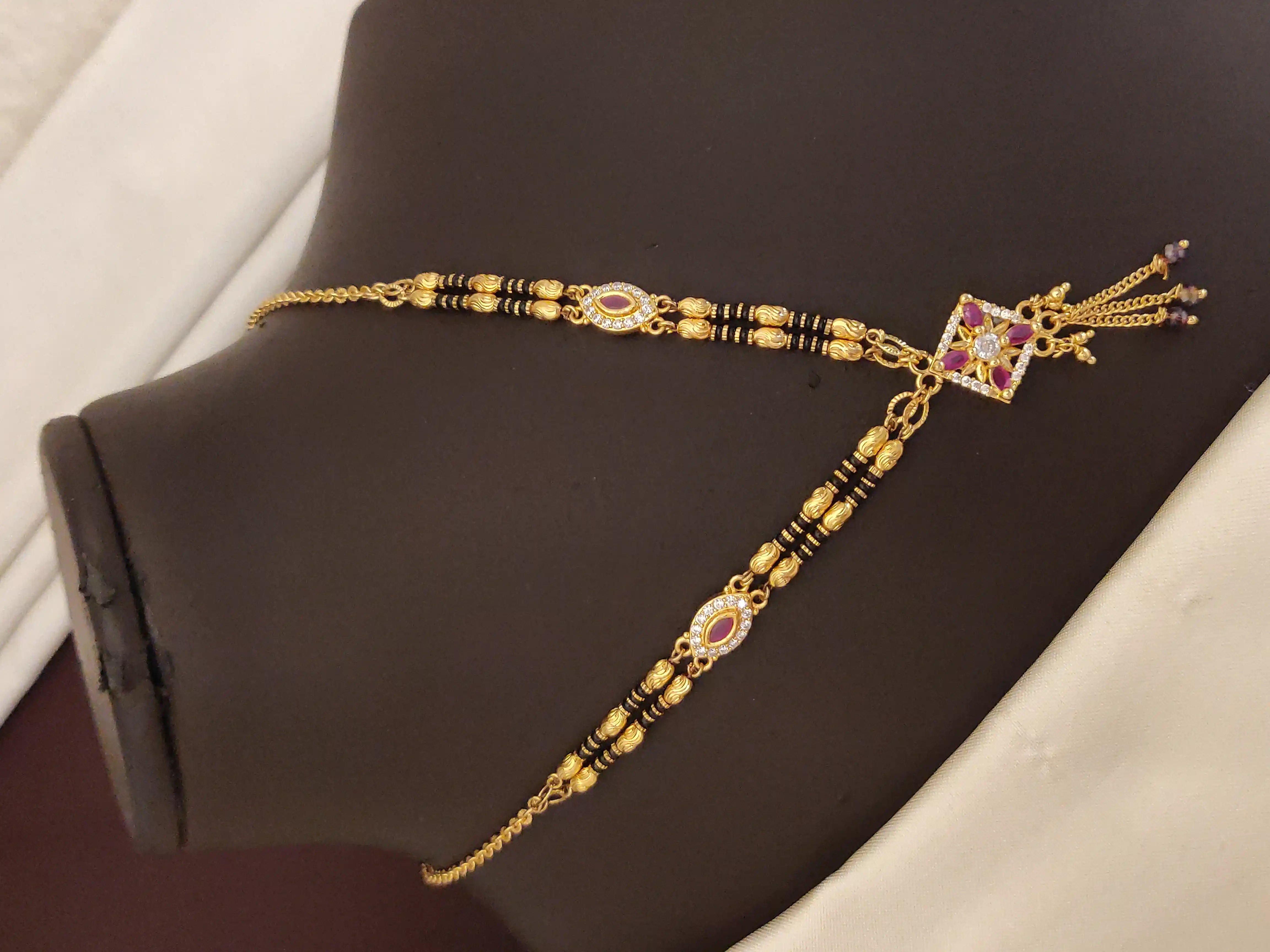 Designer High Gold Plated Ad Diamond Sqare Fancy Mangalsutra.png