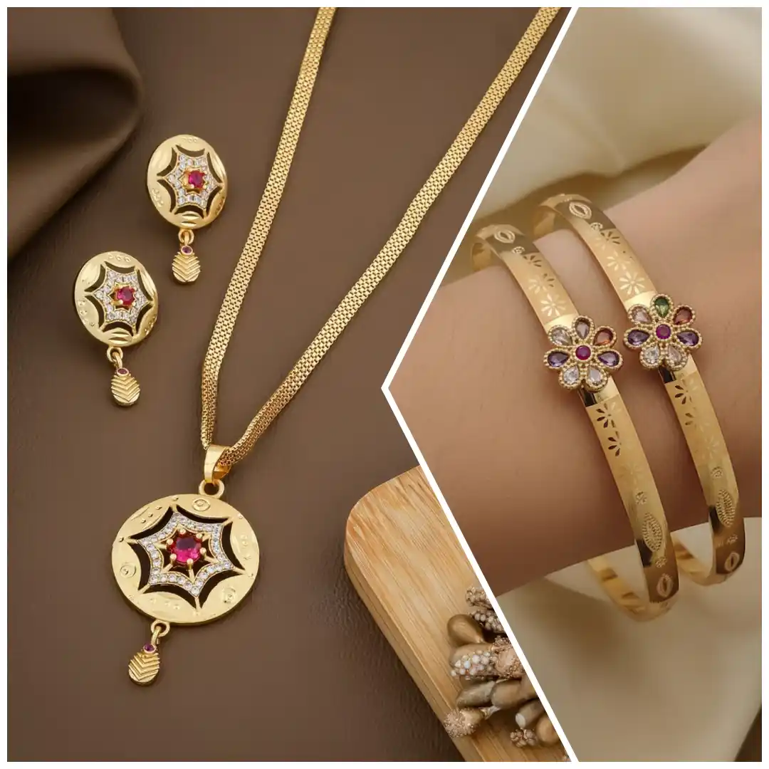micro gold pated ad dimaond fancy star pendent set with flower adjustable kadli.png