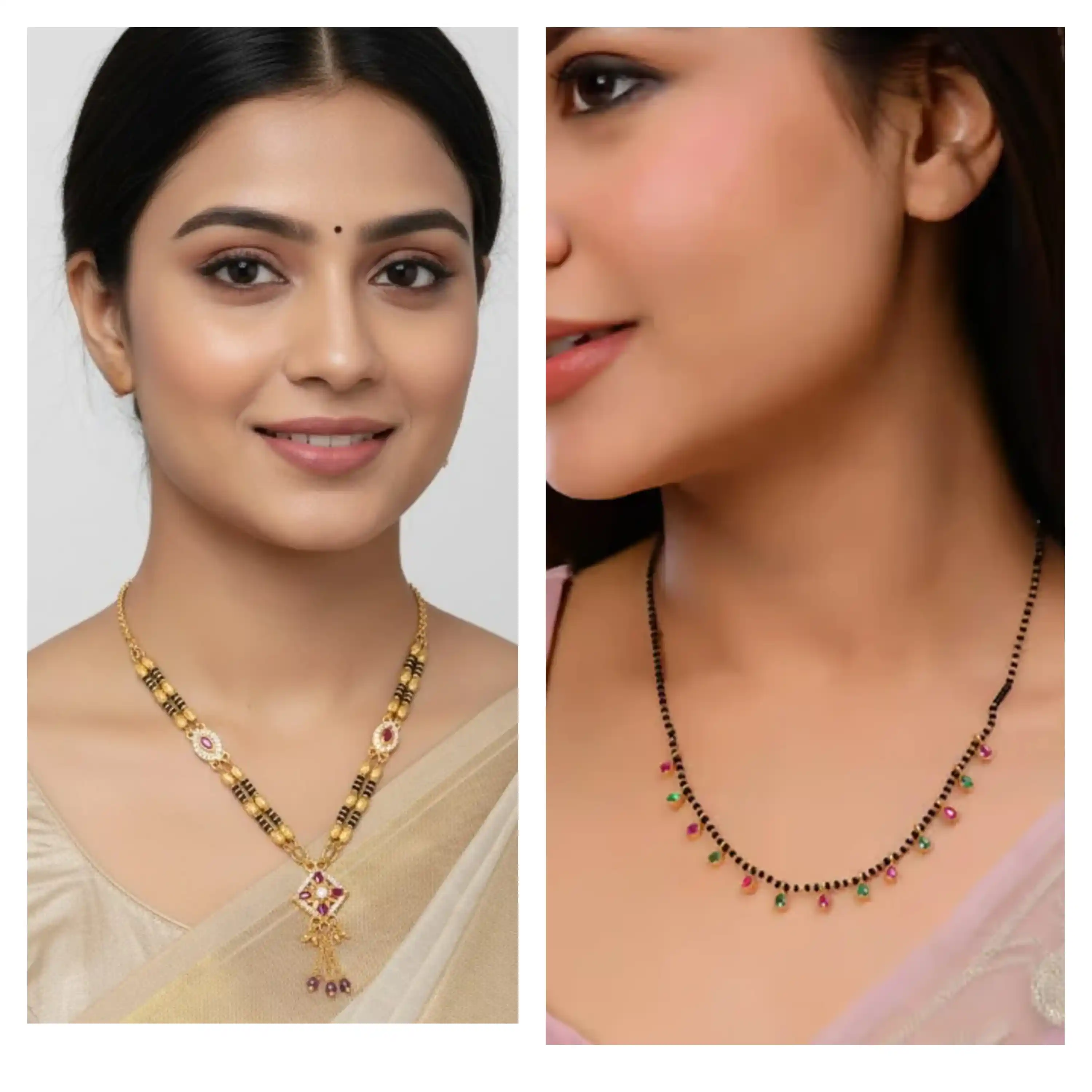 New designer micro gold plated ad diamond studed fancy mangalsutra combo.png