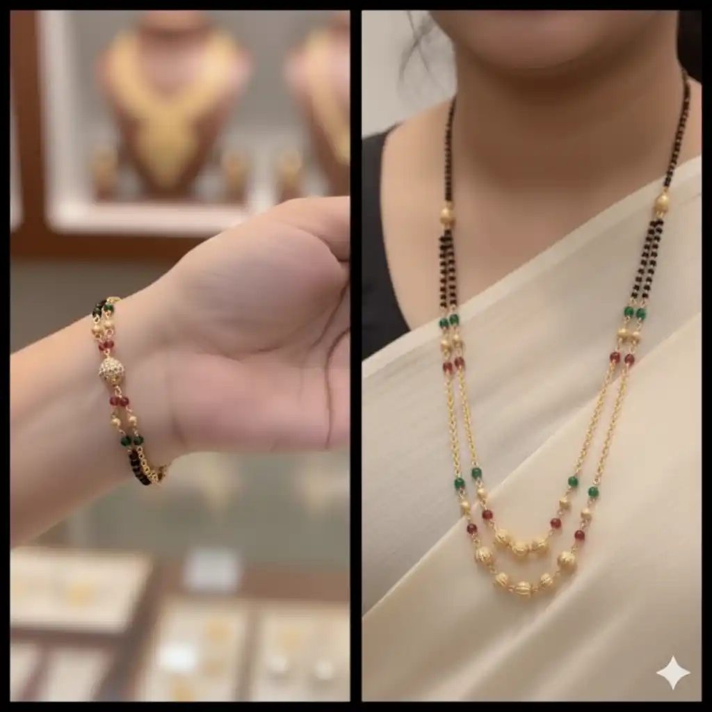 Micro Gold Plated And Diamond Studded Fancy Mangalsutra with Hand Mangalsutra.png
