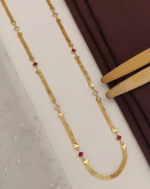 Designer high gold plated ad diamond studued fancy long chain.png