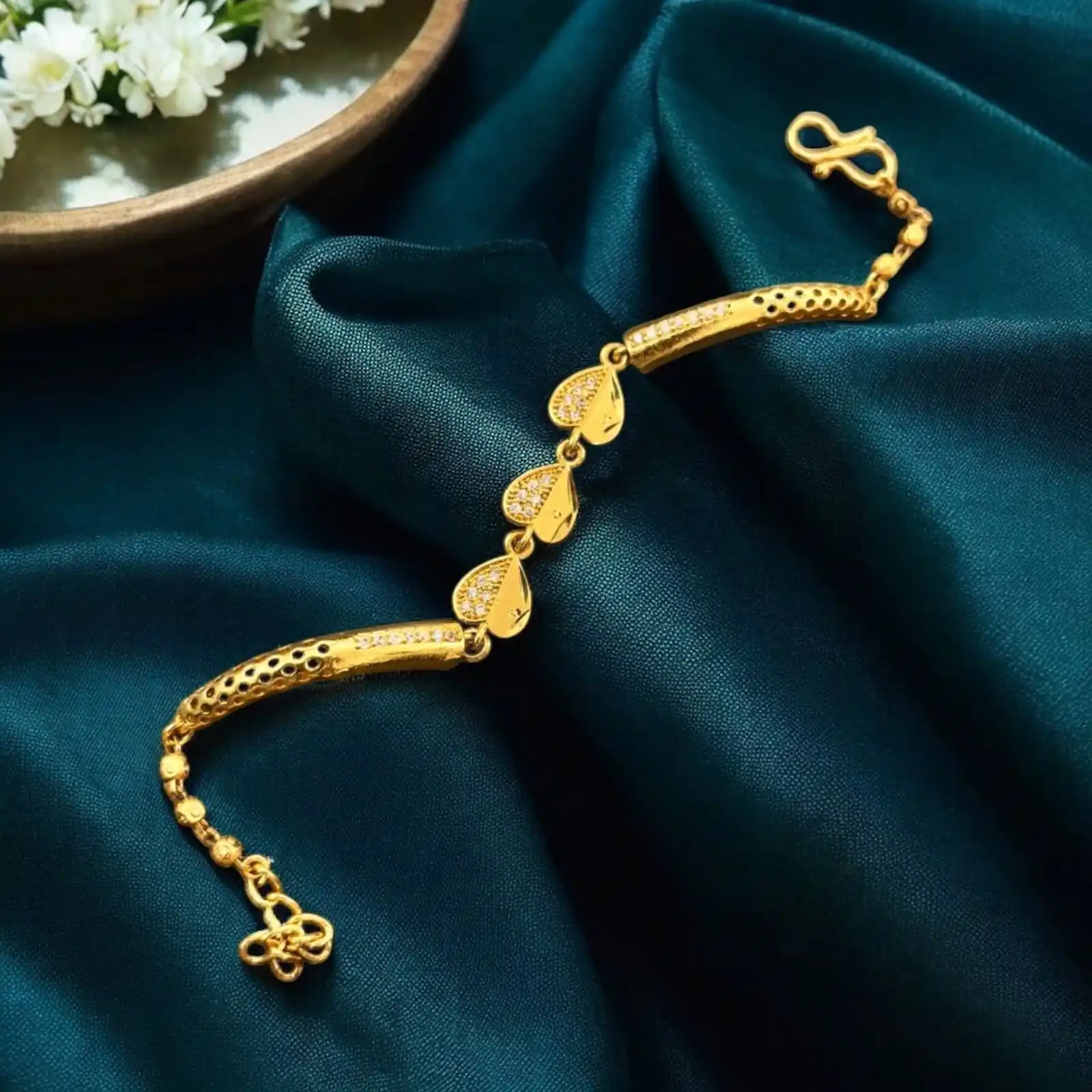 Premium Quality Gold Plated AD Diamond Heart Bracelet for Women.png