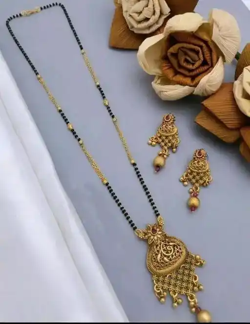 high god plated ruby stone studded fancy mangalsutra with earring.png