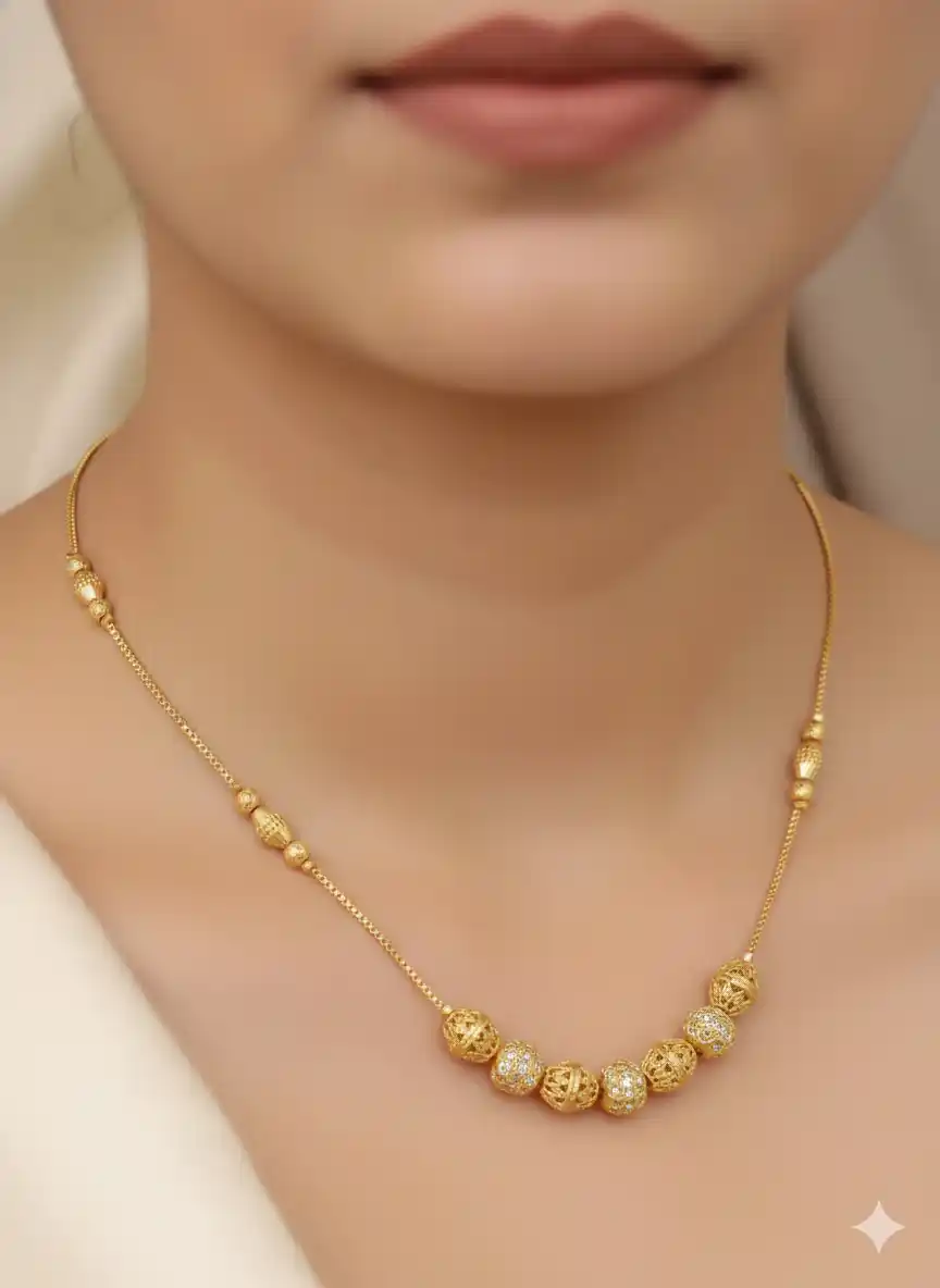 Elegant Golden Beads Micro Gold Plated Daily Wear Ball Chain.png