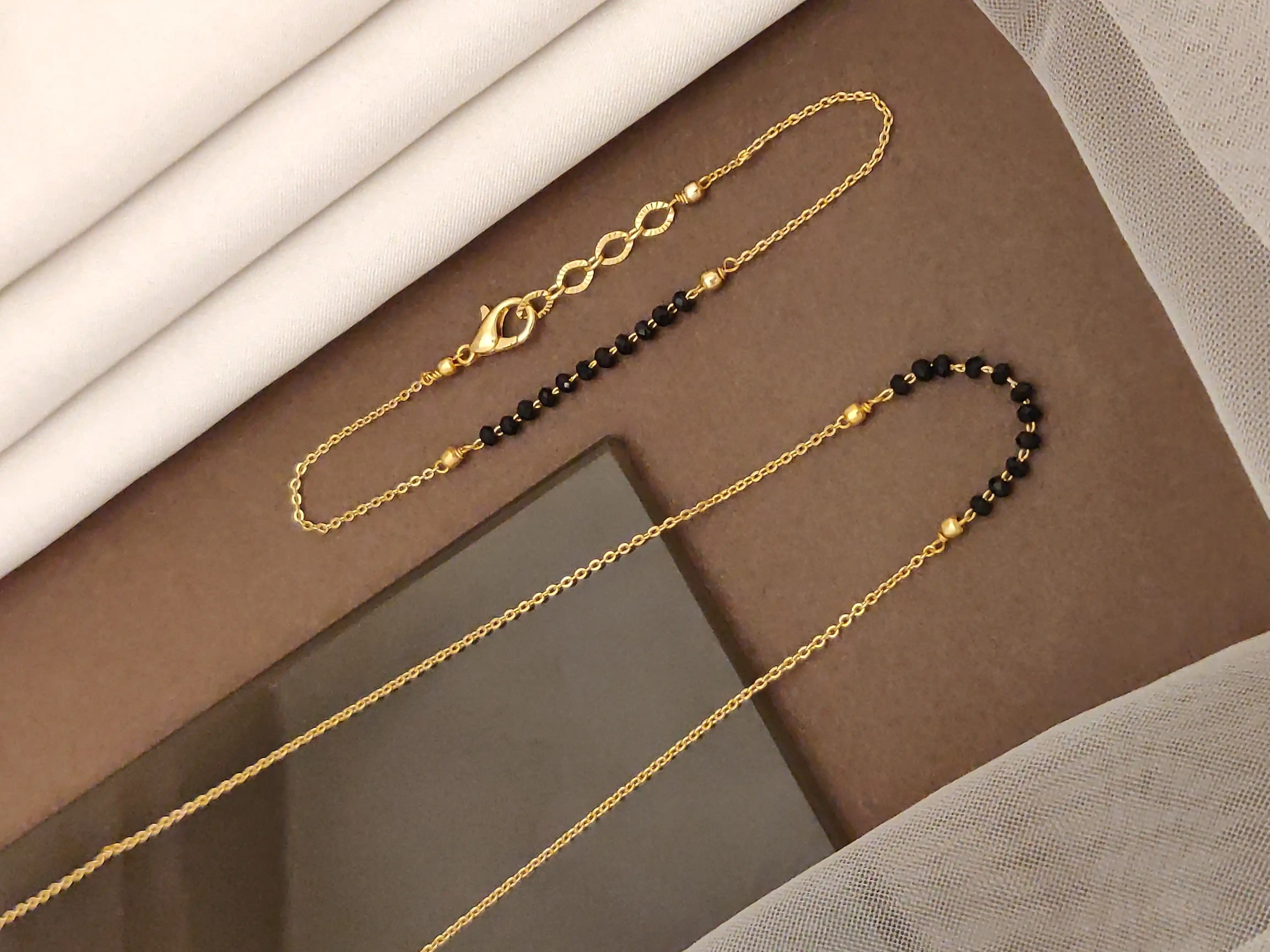 Micro Gold Plated Black Beads Mangalsutra with Matching Hand Mangalsutra – Combo Set.png