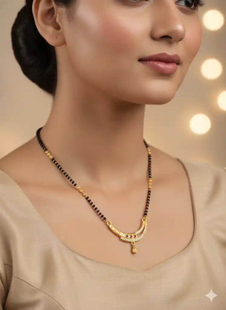 Designer Premium Quality High Gold Plated AD Diamond Studded Fancy Mangalsutra for Women.png
