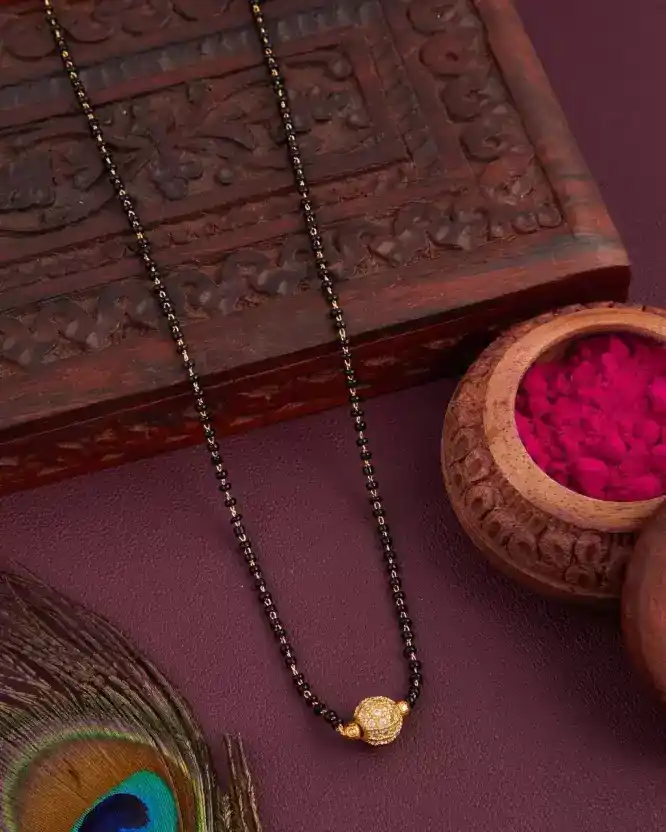 Designer High Gold Plated AD Diamond Studded Fancy Ball Mangalsutra.png