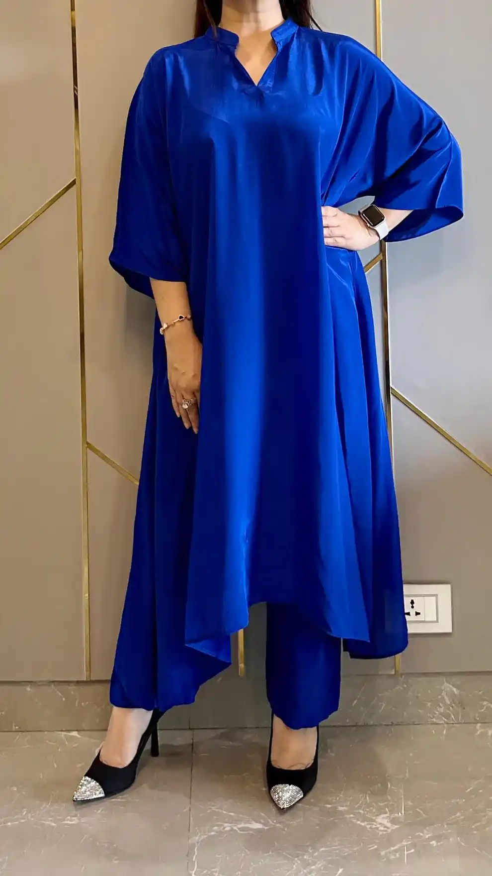 Royal Blue High Low Crepe Co-ord.png
