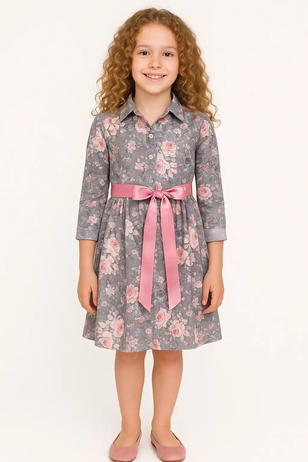 Grey Floral Dress for Girls.png