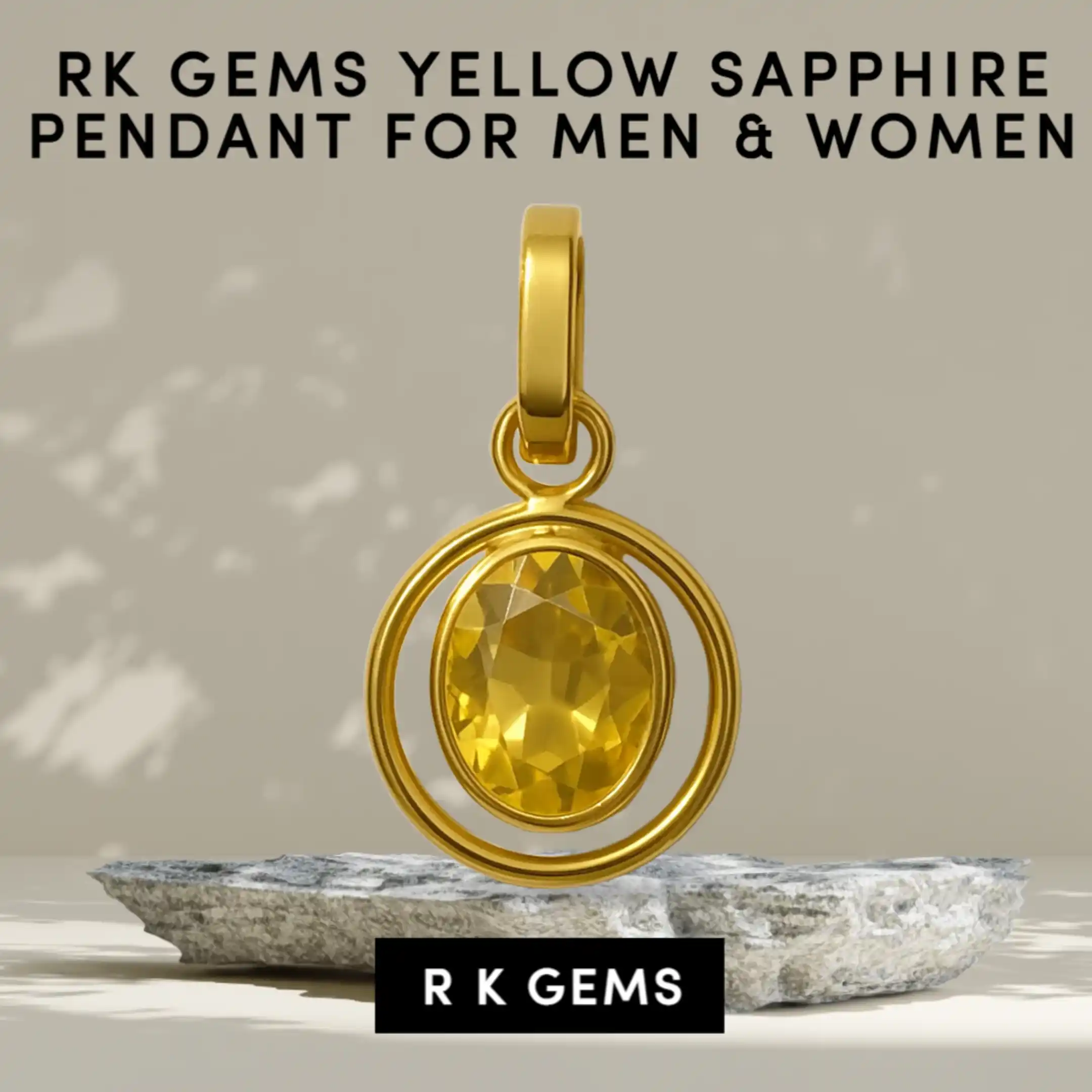 Yellow Sapphire (Pukhraj) Stone Pendant | Original Certified Gemstone for Jupiter Benefits | Stylish Astrology Pendant.png