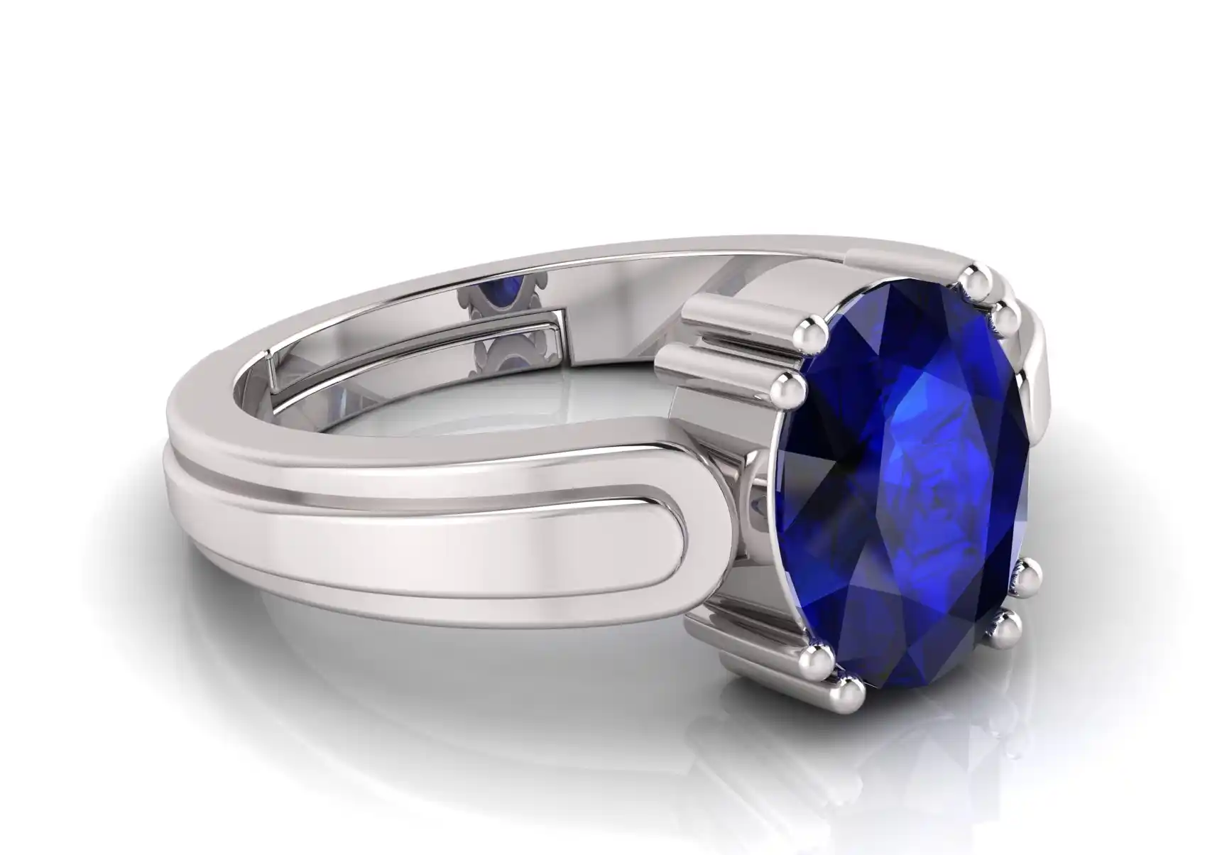 AAA+ Quality Natural Blue Sapphire Neelam Silver Plated Adjustable Gemstone Ring for Women's and Men's (Lab - Certified).png