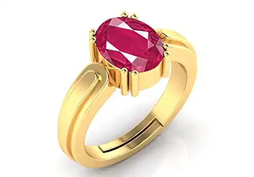 Natural Ruby Ring Gold Plated Adjustable Ring Astrological Gemstone for Men and Women (Lab - Tested)WITH CERTIFICATE.png