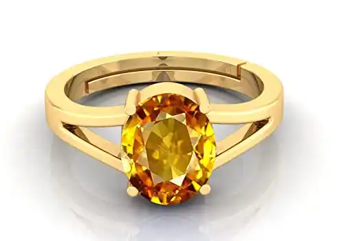 Natural Yellow Sapphire Pukhraj Gemstone Ring for Women's and Men's.png