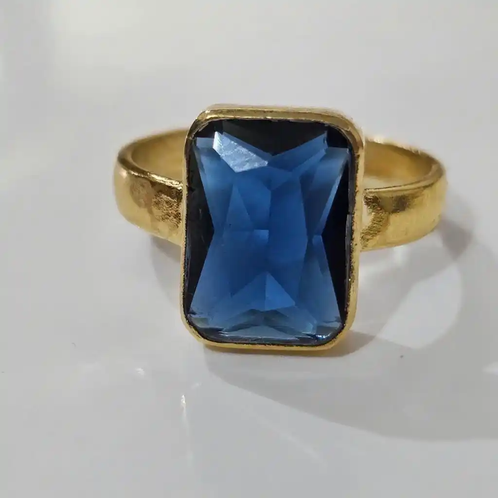 AAA++ Quality Natural Natural Blue Sapphire Neelam Gemstone Ring Gold Plated for Women's and Men's.png