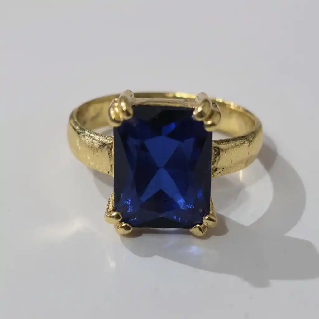 AAA++ Quality Natural Natural Blue Sapphire Neelam Gemstone Ring Gold Plated for Women's and Men's.png