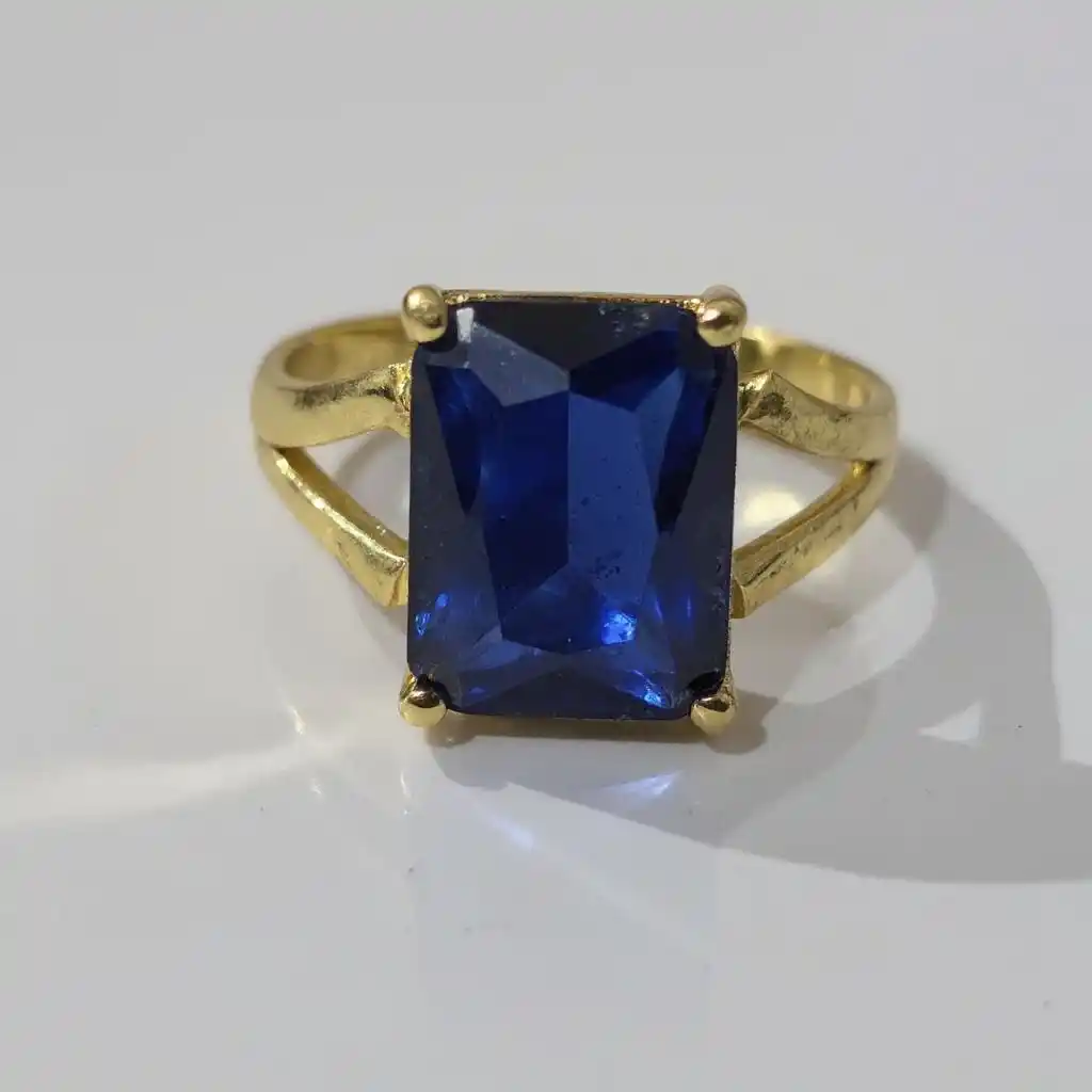 AAA++ Quality Natural Natural Blue Sapphire Neelam Gemstone Ring Gold Plated for Women's and Men's.png
