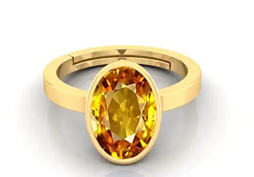 Yellow Sapphire/Pukhraj Crystal Gemstone Ring for Astrological Purpose Panchdhatu Gemstone for Men & Women(Yellow).png